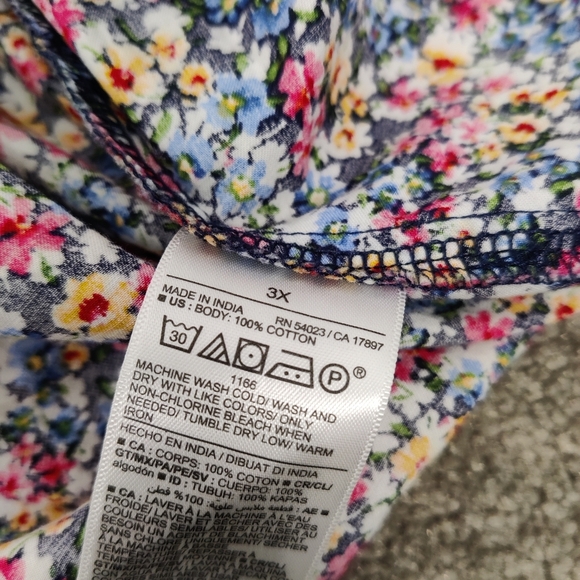 Old Navy Women's Colorful Floral Blouse Size 3X Bohemian Cottagecore Boho - Picture 10 of 10
